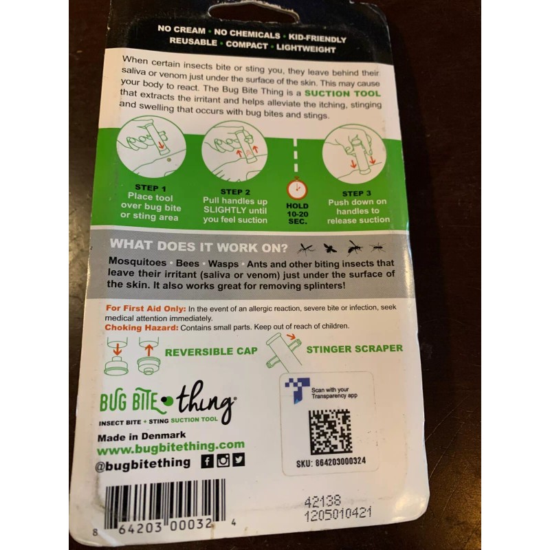 BUG BITE THING Insect Bite/Sting Suction Tool - get out