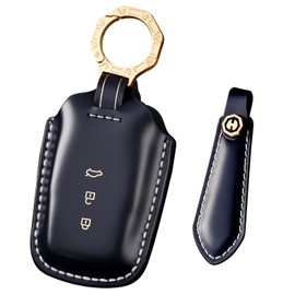 TECART Fit for Toyota Camry RAV4 Key Fob Cover Fit for Highlander Corolla Avalon C-HR Prius GT86 Key Fob Case Genuine Cowhide Leather Protector Key Holder Blue