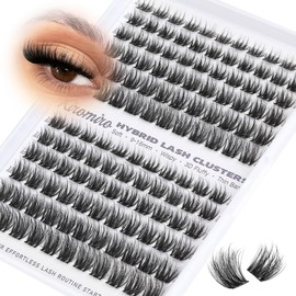 Kiromiro Wispy Lash Clusters Fluffy Eyelash Clusters 9-16mm Hybrid Cluster Eyelash Extensions DIY Cluster Lashes 132 pcs Cluster Eyelashes for Volume Lash Look