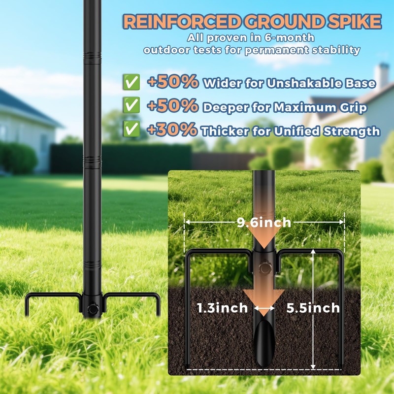 1.3" Large Diameter Heavy Duty 10 FT Flag Pole in