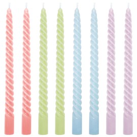 Whaline Whaline 8Pcs 10 Inch Pastel Spiral Taper Candles Easter Dripless Twisted Wax Candles Long Unscented Candle Sticks for Home Party Dining Table Supplies