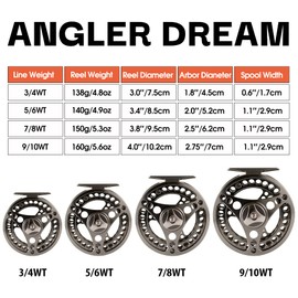 ANGLER DREAM EX-ALC Fly Reel 3/4 WT CNC Machined Aluminum Fly Fishing Reels Silver/Gunsmoke Fly Reels
