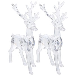 SEWACC 2pcs Elk Animals Ornament Christmas Reindeer Ornaments Acrylic Clear Christmas Elk Figurines Desktop Elk Statue Collectible Standing Xmas Table Centerpiece Home Decoration