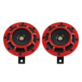 CARMOCAR Eletric Car Horn Kit 12V 135db Super Loud High Tone and Low Tone Metal Twin Horn Kit with Bracket for Cars Trucks SUVs RVs Vans Motorcycles Off Road Boats (red)