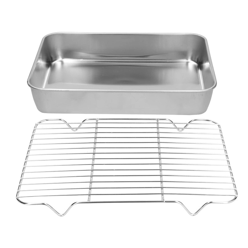 Juego de Bandeja y Rejilla para Asar de Acero Inoxidable,