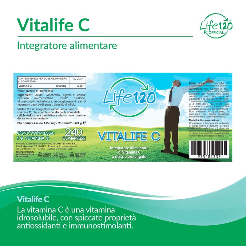 Life 120 - Vitalife C - 240 tablets, vitamin C