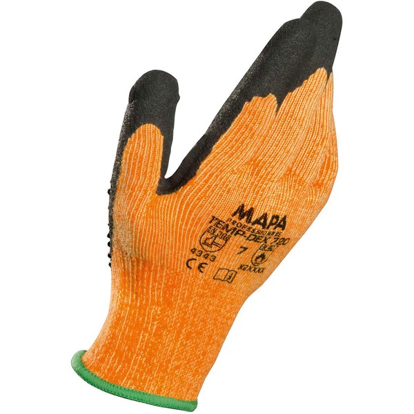 MAPA Temp-Dex Plus 720 Nitrile Mediumweight Glove, 10-1/4" Length, Size 11, Orange (Pack of 1 Pair)