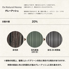 Os Natural Henna Gray Ash (2.8 oz (80 g) x 1 bag) x 3 Boxes, Instruction Manual and Gloves Included, Gray Ash