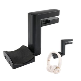voocye Headphone Stand, 360 Degree Rotation, Headphone Hanger, Headphone Hook, No Drilling Required, Clamp Type, Cable Hook, Compatible with Cables, Earphones, Headphones, Load Capacity 2.2 lbs (1