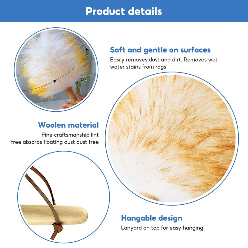 Lambswool Duster Soft Fluffy Wool Duster Feather Duster for Cleaning