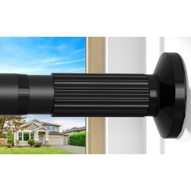 AIZESI Tension Curtain Rod 51-147 Inch Adjustable, Heavy Duty Spring Shower Rod - No Drilling, No Rust, 1.26 Inch Diameter, Extra Long for Bathroom, Window, Closet, Patio - Easy Install, Black