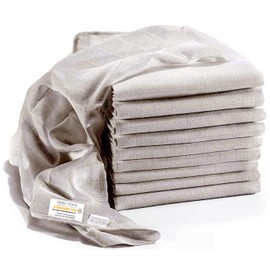 Makian Muslin Nappies / Burp Cloths - Pack of 10, 80 x 80 cm, Oeko-Tex® Standard 100 Tested - Double Woven Cloth Nappies / Muslin Cloths with Reinforced Border - Grey