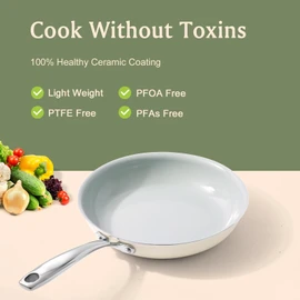 Cookersway Cookware Ceramic Nonstick Frying Pans: 3Pieces Non Stick Skillet 8 9.5 11 Inches - Healthy Egg Fry Pans - Free of PTFE,PFOA,PFAS