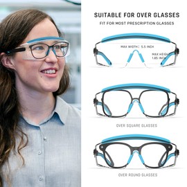 Anti Fog Safety Glasses With Adjustable Frame And Legs, Anti-Scratch Clear Lab Glasses - Fashion Safety Goggles For Men And Women (Sky Blue 1 Pair)