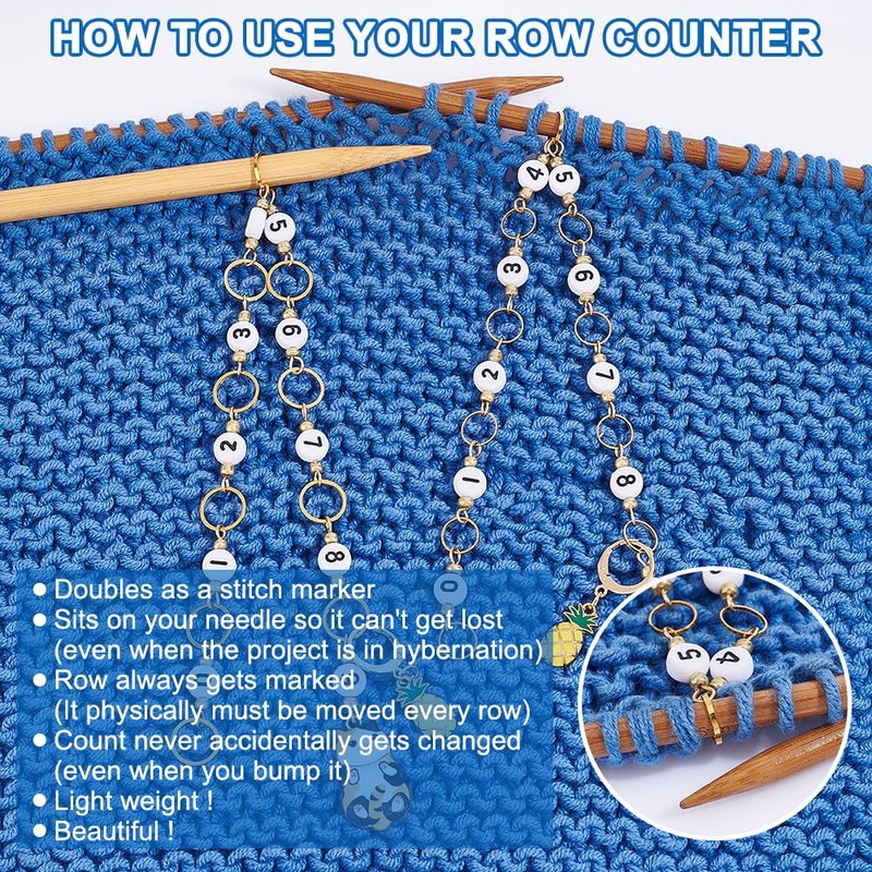 NBEADS Pack of 2 Cat Knitting Row Counter Chains, Number