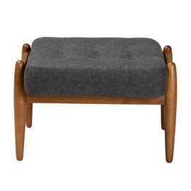 Baxton Studio Jeanine Footstool, One Size, Dark Grey/Walnut Brown