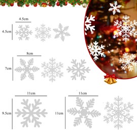 Christmas Window Stickers, 108Pcs Reusable Christmas Window Stickers Snowflakes Xmas Window Clings Decals Static PVC Stickers , White Christmas Window Snowflake Stickers for Glass Window Decorations