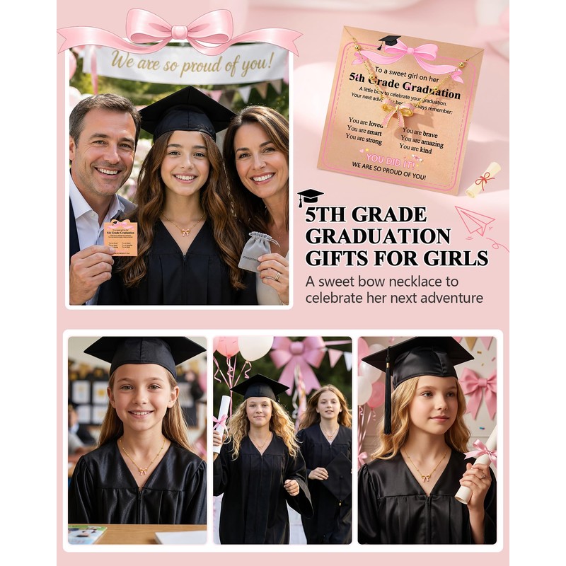 PINKDODO 5th Grade Graduation Decorations Gifts for Girls Primary Elementary