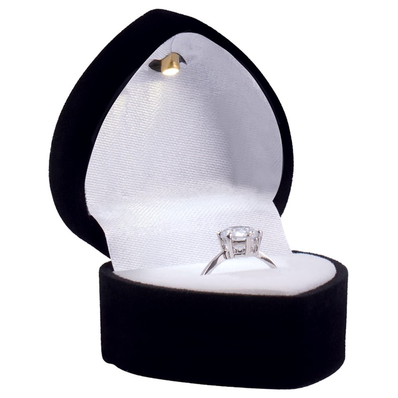 Noble Heart Ring Box with Light - Unique LED Engagement