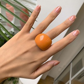 Multicolor Resin Chunky Rings for Women,Acrylic Resin Rings Exaggerated Knuckle Finger Rings Vintage Simple Charm Geometric Rings Jewelry Gifts for Teen Girls (orange)