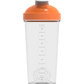 PROELITE 700ml Protein Shaker Bottle with Transparent Shaker Bottle with Stainless Steel Mixing Ball, BPA- and Leakproof Flip On Lid, Odourless, Temperature Safe (Transparent Cup/Orange Lid, 700ml)