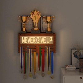 Ammonite Light up Gymnastics Medal Hanger Display, Holder Rack for Awards or Ribbons, Sports Themed Ribbon Holder for Wall, Tiered Award Rack