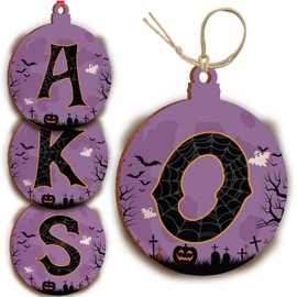 O Initial Christmas Ornaments - 10x12cm - Christmas Tree Spooky Decorations - Wood Hanging Wood Bauble for Haloween Decor H1