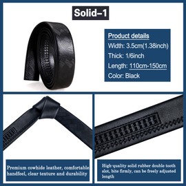 Barry.Wang Ratchet Belt Replacement Strap 1 3/8”,Leather Belt Straps for 40MM Slide Click Buckle,Trim to Fit