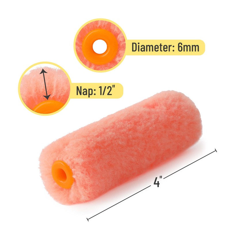 Bates- Paint Rollers, 4 inch Paint Roller with 10 Covers,