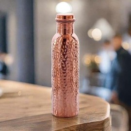 Ayurvedic Copper Water Bottle - Pure Copper Design for Women and Men - Wide Mouth Tumbler - Carrying Canvas Bag - Reusable, Washable Mug