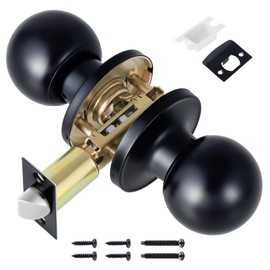 Knpwer Door Knob with Lock, Metal Door Knob, Rotating Ball Knob, Round Door Handle, Door Printer, Door Handle, Rotatable Door Knob