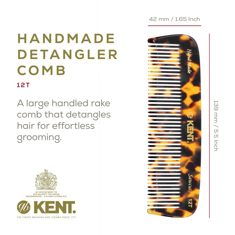 Kent 5.7" Handmade Wide Tooth Detangling Comb - Yellow Tokyo