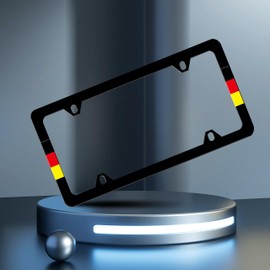 German Flag License Plate Frame Germany License Plate Frames Personalise Stainless Steel Funny Design Compatible with Standard License Plate Holder for USA and Canada 6 X 12 with Screws