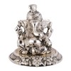 Lavanaya Silver Aluminium Lord Ganesha Idol, 9 X9 X9 cm,