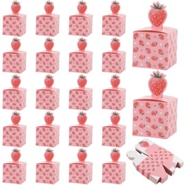 FREEBLOSS 48 x Erdbeer Geschenkbox Süßigkeitenboxen Für Geschenke Süße Geschenkverpackung Geschenkboxen Für Geburtstage Partys Jubiläen 2" x 3.8"