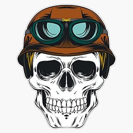 HOF Trading Veteran Pilot Skull Vinyl Sticker Waterproof Decal Laptop Wall Window Bumper Sticker 5"