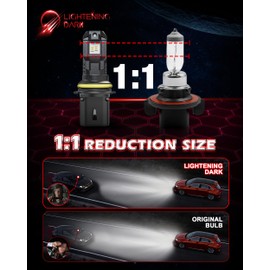 LIGHTENING DARK 9007 Bulbs, 9007 Fog Light Bulbs 400% Bright 6500K Xenon White Fanless Wireless Plug and Play (Pack of 2)