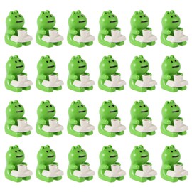 24pcs Mini Resin Frogs, Green Reading Tiny Frog Figures Cute Miniature Resin Frog Small Frogs Desk Accessories for Home Miniature Garden Moss Landscape Gift for Frog Lovers