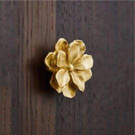 MFYS Solid Brass Gold Leaf Handles for Cabinets and Flower Shape Drawers Knobs Wardrobe Pulls Unique Knobs (6)