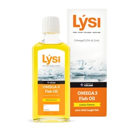 LÝSI, Omega 3 en Aceite de pescado, Mezcla de diferentes pescados, Sabor limón, Para toda la familia y embarazadas, Sin gluten y azúcar, 240 ml.