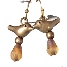 Bronze Bird and Deep Amber Teardrop Dangle Earrings Beads Spring Jewelry Earrings for Women #3298FE750