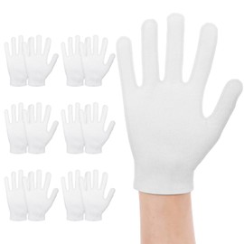 FNANJWQ 6 Pairs White Cotton Gloves for Dry Hands Sleeping, Moisturizing Gloves Overnight Premium White Glove for Women & Men Eczema Lotion Coin Jewelry Silver Serving Inspection