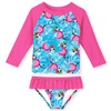 Funnycokid Girls' Flamingo Rash Guard Sets Long Sleeve Bathing Suits