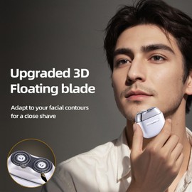 Aerzosty Electric Razor for Men Face, Mini Electric Shaver, Waterproof Face Shaver Wet/Dry Use, Dual Floating Blades for Stubble & Close Shaving, USB-C Fast Charging, Perfect Gifts for Men