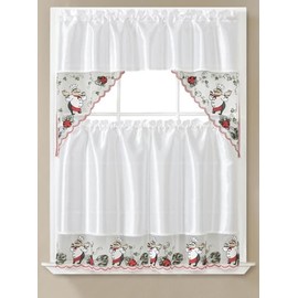 YHSF Kitchen Curtain Set 3-Piece – Elegant Tier Curtains with Valance Set for Kitchen Windows, Rod Pocket Design for Easy Installation, Stylish Window Decor, Includes 2 Tiers & 1 Valance – White Chef