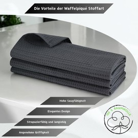 Gariella - Set of 9 Tea Towels / Green / 100% Cotton / with Hanger / 70 x 50 cm / Waffle Pique / Catering Quality / Kitchen Towel / Cleaning Cloth / Waffle Pattern / Absorbent / Robust