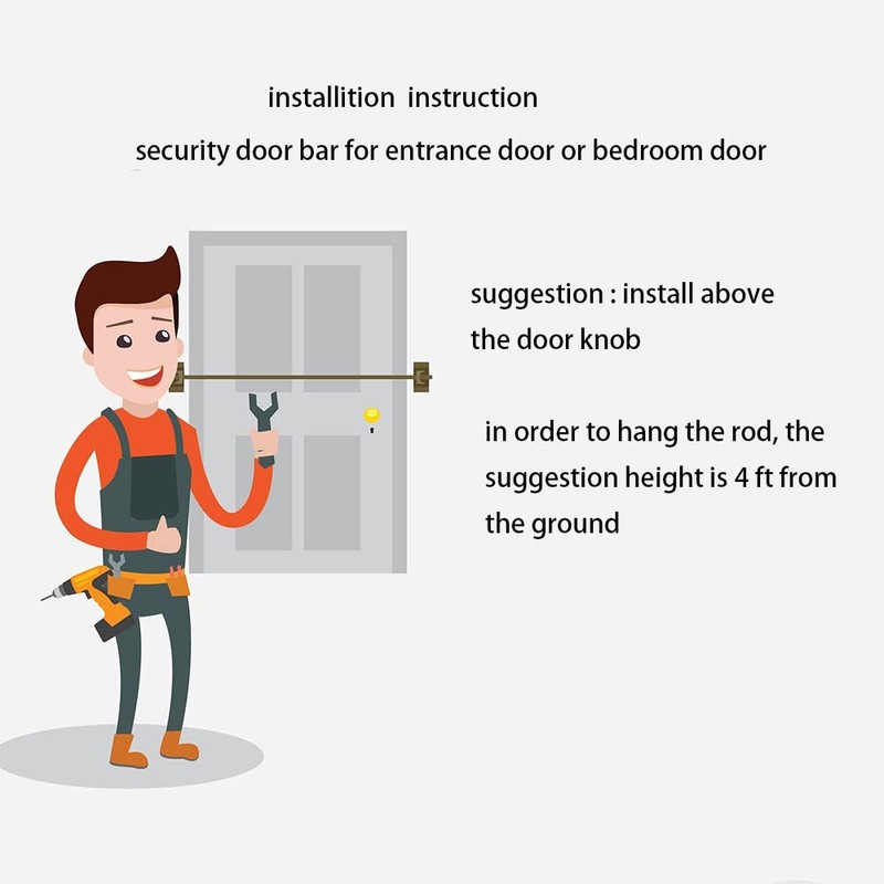 Security Door Bar Door Stopper Door Barricade Security Bar Home
