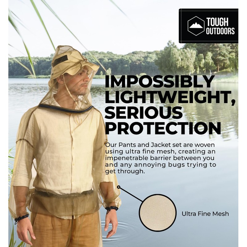 Mosquito Jacket - Net Bug Mesh Jacket w/Hood for Outdoor