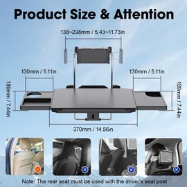 Large Steering Wheel Tray Car Desk, Portable Car Table Tray for Laptop, Eating, Writing, Multi-Use Car Desk for Travel, Work, Food, Drink, Car Table Tray for SUV, Truck, Van, Road Trips