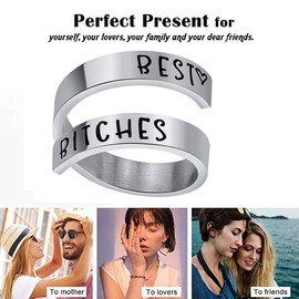 LucBuy Stainless Steel Keep Going Engraved Inspirational Gifts Adjustable Rings Jewelry for Women